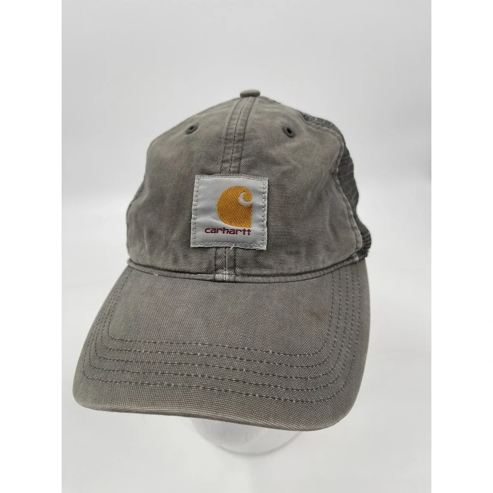 Carhartt Patch Hat Spell Out Script Logo Mesh Snap Back Trucker Baseball Dad Cap